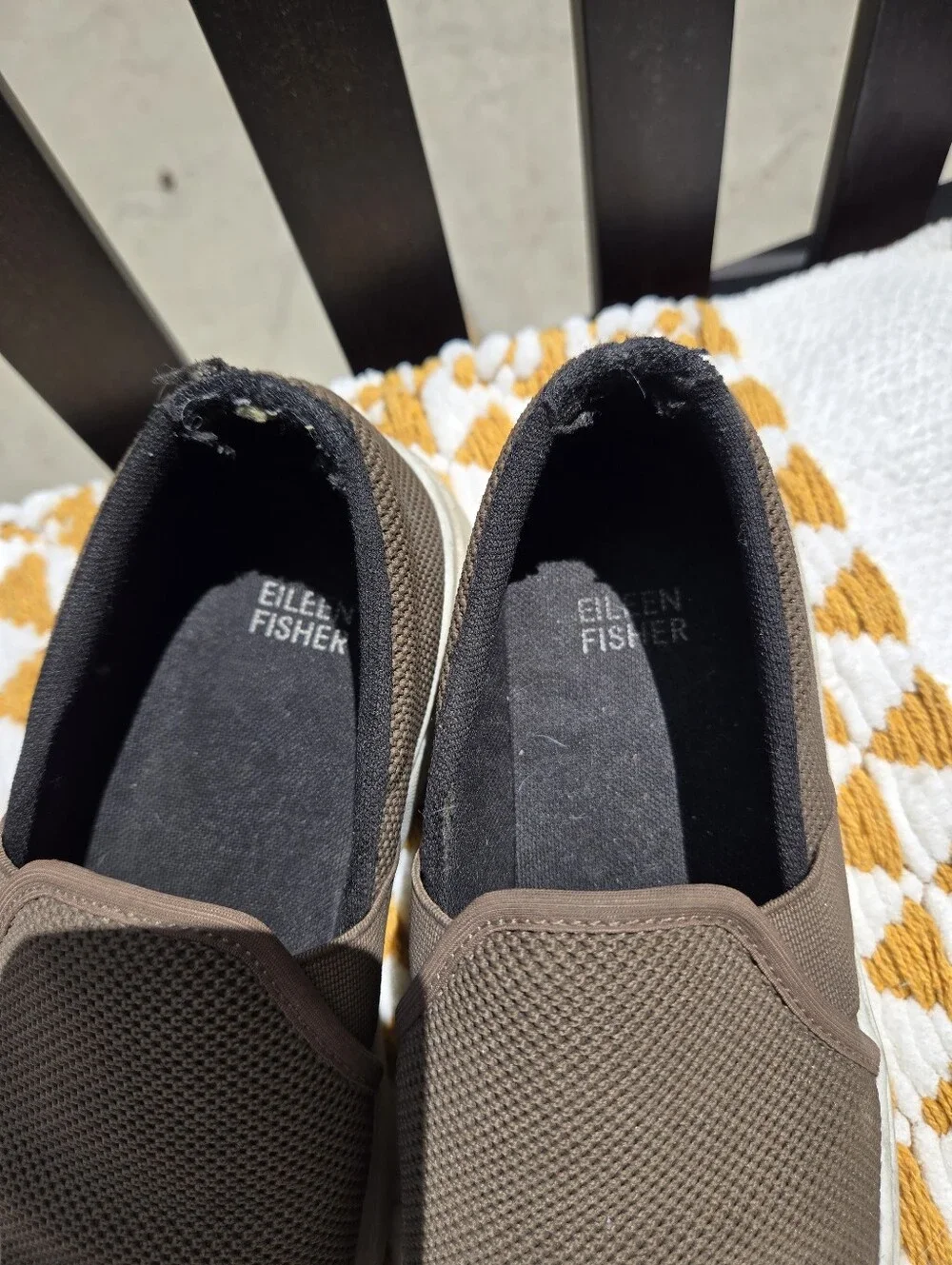 Eileen Fisher Brown Mesh Slip-On Loafers - Picture 4 of 6